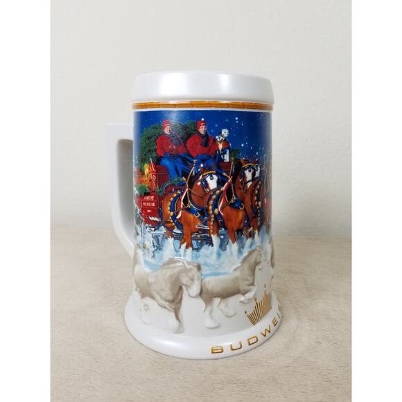 Budweiser Beer Stein Mug Holiday 2005 Handcrafted Brazil 7" Ceramarte Vintage - Picture 2 of 12